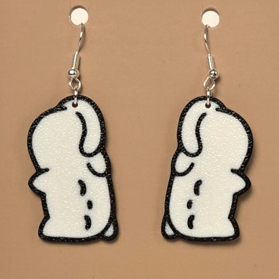 Boucle d'oreille en forme de Chat Dodo imprimée en 3D avec crochet hypoallergénique